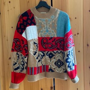 Anthropologie printed mock neck sweater size xs
